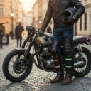 Zahřívací chrániče kolen motorosoknak 1 pár PU bőrből mesterséges gyapjúval Návleky a térdre és lábszárra Velcro és csatok Fekete Télre 8