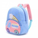Zainetto per bambini azzurro chiaro 26 x 24 x 10 cm con un'auto gelataia rosa e un cono gelato con due tasche con zip e spallacci rosa 2
