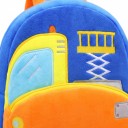 Zaino blu intenso per bambini 26 x 24 x 10 cm con piattaforma sollevabile e meccanismo a forbice con due tasche con zip e spallacci arancioni 2