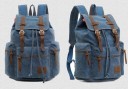 Zaino da viaggio in tela con cinturini in pelle per scuola e gite Chiusura a cordoncino con patta Tasche con zip 42 x 28 x 16 cm 5