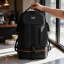 Zaino fotografico ad alta capacità per reflex digitale con scomparto per laptop e treppiede, 20 × 27 × 45 cm, nylon impermeabile, arancione 8