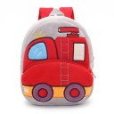 Zaino grigio per bambini 26 x 24 x 10 cm con camion dei pompieri rosso e lampeggiatore ricamato con tasca frontale e principale con zip e spallacci rossi 1