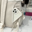 Zaino leggero e alla moda 39 x 30 x 13 cm Zaino scolastico in nylon con tasca trasparente Adatto per la scuola Per escursioni In città Zaino per studenti 6