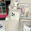 Zaino leggero e alla moda 39 x 30 x 13 cm Zaino scolastico in nylon con tasca trasparente Adatto per la scuola Per escursioni In città Zaino per studenti 7