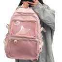 Zaino moda donna 44 x 13 x 30 cm Zaino scolastico e da escursione con tasche trasparenti con zip Spallacci regolabili Grande capacità 3