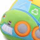 Zaino per bambini 26 x 24 x 10 cm con auto pulitore verde con spazzola e simbolo del riciclo su sfondo giallo con due tasche con zip 4