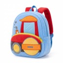 Zaino per bambini 26 x 24 x 10 cm con rullo stradale rosso su sfondo azzurro con due tasche con zip e spallacci morbidi rossi 5
