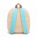 Zaino per bambini 26 x 24 x 10 cm di colore crema con motivo di carrello elevatore e grande ruota gialla, con due tasche con zip e spallacci turchesi 4