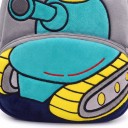 Zaino per bambini grigio 26 x 24 x 10 cm con motivo di un carro armato turchese e cinghie gialle con due tasche con zip e spallacci turchesi 2