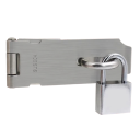 Zajišťovací petlice s okem 126 × 39 mm nerezová ocel ploché provedení montážní kování pro dveře vrata skříňky 3