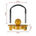 Zámek na tažné zařízení s nastavitelným třmenem 155 × 125 × 150 mm, zamykání na klíč, zabezpečení přívěsu a karavanu 3