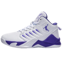 Zapatillas de baloncesto para hombre, color blanco y morado, suela antideslizante, zapatillas deportivas para hombre, amortiguación, transpirables morado y blanco
