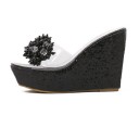 Zapatillas de mujer con purpurina y plataforma alta con decoración 12