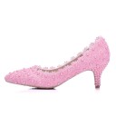 Zapatos de boda para mujer con flores y perlas J1172 8