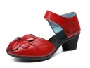 Zapatos de salón de piel para mujer con flor 8