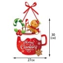 Zasłona na drzwi 30 x 27 cm Dekoracja świąteczna z motywem pierniczka Zawieszana ozdoba na drzwi wejściowe Zimowa dekoracja do świątecznej aranżacji 2