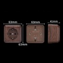 Zásuvka na zeď EU s uzemněním 16 A 250 V, 63 × 63 × 41 mm, nehořlavý plast v dekoru dřeva, hnědá, nástěnná montáž na omítku venkovní 2