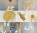 Závesné LED svietidlo v tvare motýľa z kovu v Nordic štýle, 3 teploty svetla, rozpätie krídel 18 až 20 cm, do spálne alebo detskej izby 4