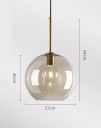 Závesné svietidlo guľaté sklenené tienidlo priemer 27 cm výška 26 cm kábel 150 cm kov objímka E27 nad jedálenský stôl do baru a kaviarne 2