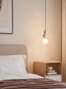 Závesné svietidlo moderné guľové tienidlo drevo kameň sklo výška 23 cm priemer 11 cm kábel 170 cm LED G9 do spálne nad jedálenský stôl 4