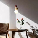 Závesné svietidlo moderné guľové tienidlo drevo kameň sklo výška 23 cm priemer 11 cm kábel 170 cm LED G9 do spálne nad jedálenský stôl 9