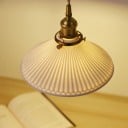 Závesné svietidlo s bielym keramickým tienidlom a paticou E27 v japonskom štýle s otočným vypínačom, priemer 24 cm, do spálne alebo pracovne 4