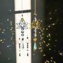 Závěsný lapač slunce 43 cm s krystaly a lotosovým květem Duhový odlesk Dekorace do okna Feng Shui meditační styl 4