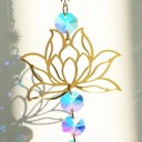 Závěsný lapač slunce 43 cm s krystaly a lotosovým květem Duhový odlesk Dekorace do okna Feng Shui meditační styl 7