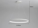 Závesný LED kruhový luster moderný priemer 100 cm príkon 60 W studené biele svetlo max výška 120 cm kov pokrytie 15-20 m² nad jedálenský stôl 4