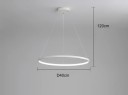 Závesný LED kruhový luster moderný priemer 40 cm príkon 26 W tri teploty svetla max výška 120 cm kov pokrytie 8-12 m² nad jedálenský stôl 6