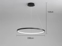 Závesný LED kruhový luster moderný priemer 60 cm príkon 38W tri teploty svetla max výška 120 cm kov pokrytie 10-15 m² nad jedálenský stôl 4