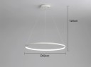 Závesný LED kruhový luster moderný priemer 60 cm príkon 38W tri teploty svetla max výška 120 cm kov pokrytie 10-15 m² nad jedálenský stôl 6