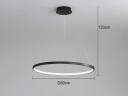 Závesný LED kruhový luster moderný priemer 80 cm príkon 52 W tri teploty svetla max výška 120 cm kov pokrytie 12-18 m² nad jedálenský stôl 5