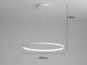Závesný LED kruhový luster moderný priemer 80 cm príkon 52 W tri teploty svetla max výška 120 cm kov pokrytie 12-18 m² nad jedálenský stôl 6