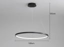 Závěsný LED kruhový lustr moderní průměr 100 cm příkon 60 W teplé bílé světlo max výška 120 cm kov pokrytí 15-20 m² nad jídelní stůl 5