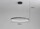 Závěsný LED kruhový lustr moderní průměr 60 cm příkon 38 W studené bílé světlo max výška 120 cm kov pokrytí 10-15 m² nad jídelní stůl 4