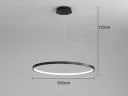 Závěsný LED kruhový lustr moderní průměr 80 cm příkon 52 W studené bílé světlo max výška 120 cm kov pokrytí 12-18 m² nad jídelní stůl 5