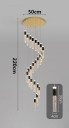 Závesný LED luster s 23 bublinkovými sklenenými sviecami 30 x 4 cm, základňa 50 x 220 cm dĺžka lustra, teplé biele stmievateľné svetlo 2