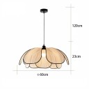 Závesný luster ručne pletené látkové tienidlo v tvare lotosu priemer 60 x výška 23 cm kábel 120 cm kov čierny objímka E27 do jedálne 2