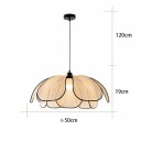 Závesný luster ručne pletený látkový tienidlo v tvare lotosu priemer 50 x výška 19 cm kábel 120 cm kov čierny objímka E27 do jedálne 2