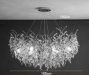 Závesný luster sklenené listy vetvičky strieborný priemer 100 x výška 45 x nastaviteľný kábel 150 cm, 14x G9 LED v balení, tri teploty svetla 2