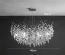 Závesný luster sklenené listy vetvičky strieborný priemer 45 x výška 45 x nastaviteľný kábel 150 cm, 6x G9, studené biele svetlo do jedálne 2