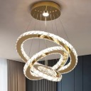 Závesný luster so 3 kruhmi z kovu a akrylových sklíčok Nastaviteľná poloha kruhov 40 x 30 x 20 cm a dĺžka 127 cm Do obývacej izby 6