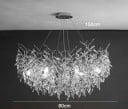 Závěsný lustr skleněné listy větvičky stříbrný průměr 80 x výška 45 x nastavitelný kabel 150 cm, 10x G9 LED v balení, studené bílé světlo 2