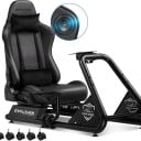 Závodní simulátor s herní židlí, stojanem na volant a pedály, reproduktory, 130x55x107 cm, ekokůže, sedačka pro racing simulator 4