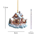Zawieszana ozdoba 8 x 7,2 x 0,3 cm Zasypana chatka Witrażowa dekoracja okienna na choinkę Świąteczny zawieszka zimowa atmosfera 2