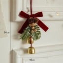 Zawieszana ozdoba bożonarodzeniowa 14 x 10 cm Dekoracyjny zimowy wisiorek z dwiema dzwoneczkami Elegancka ozdoba na choinkę do świątecznej dekoracji 3