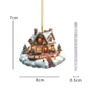 Zawieszona dekoracja 8 x 7 x 0,3 cm Zasypany domek Witrażowa ozdoba okienna na choinkę Świąteczny wisiorek zimowa chatka 2