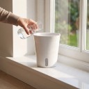 Zelfbewaterende bloempot 15 cm met waterniveau venster en katoenen lont van PP kunststof voor kamerplanten en kruiden 6