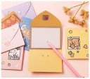 Zestaw 10 żółtych kopert listowych z papierem 9,6 × 7,2 cm z motywem misia z serduszkiem 3